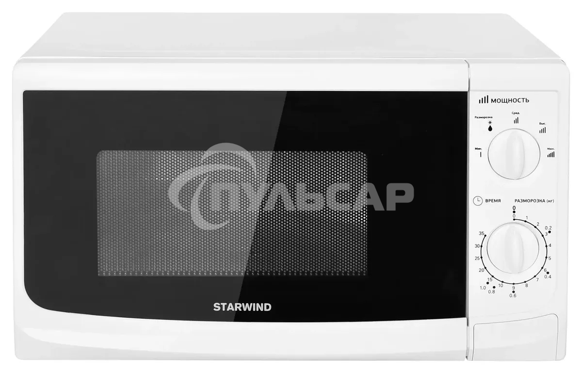 Микроволновая печь Starwind SWM5620 белый, 20 л, 700 Вт, переключатели - поворотный механизм