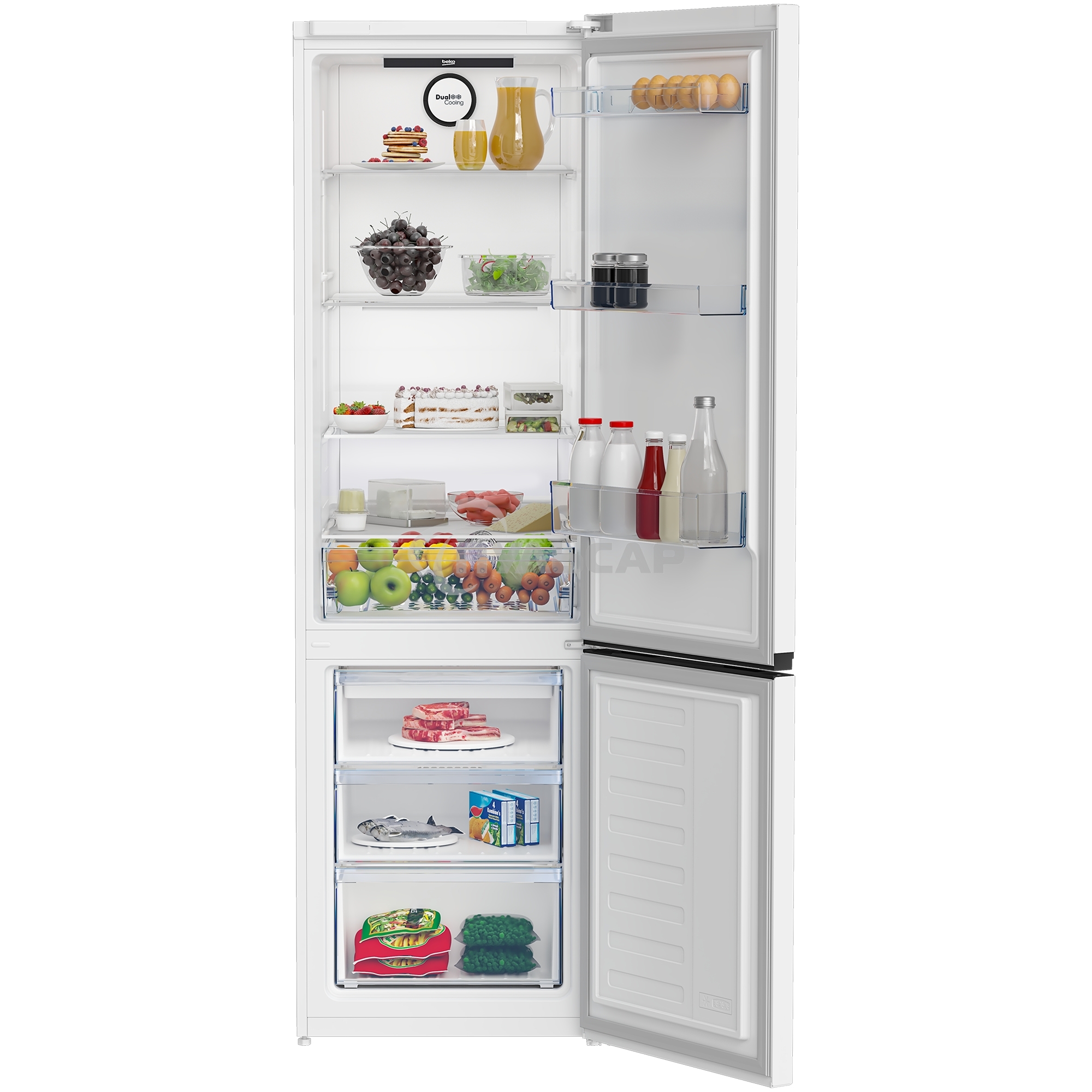 Холодильник Beko B3R0CNK402HW белый двухкамерный 257/100л морозилка снизу, No Frost