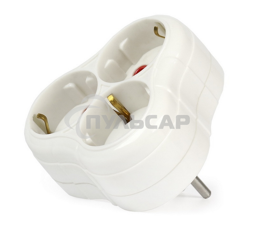 Тройник Smartbuy (SBE-16-A01-3z) 3 гнезда с заземлением круглый белый 16А 250В