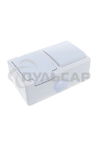 Блок ОП Аллегро 1-кл. вык. + роз. с заземл. защ. шторки с крыш. IP54 бел. UNIVersal 5562968