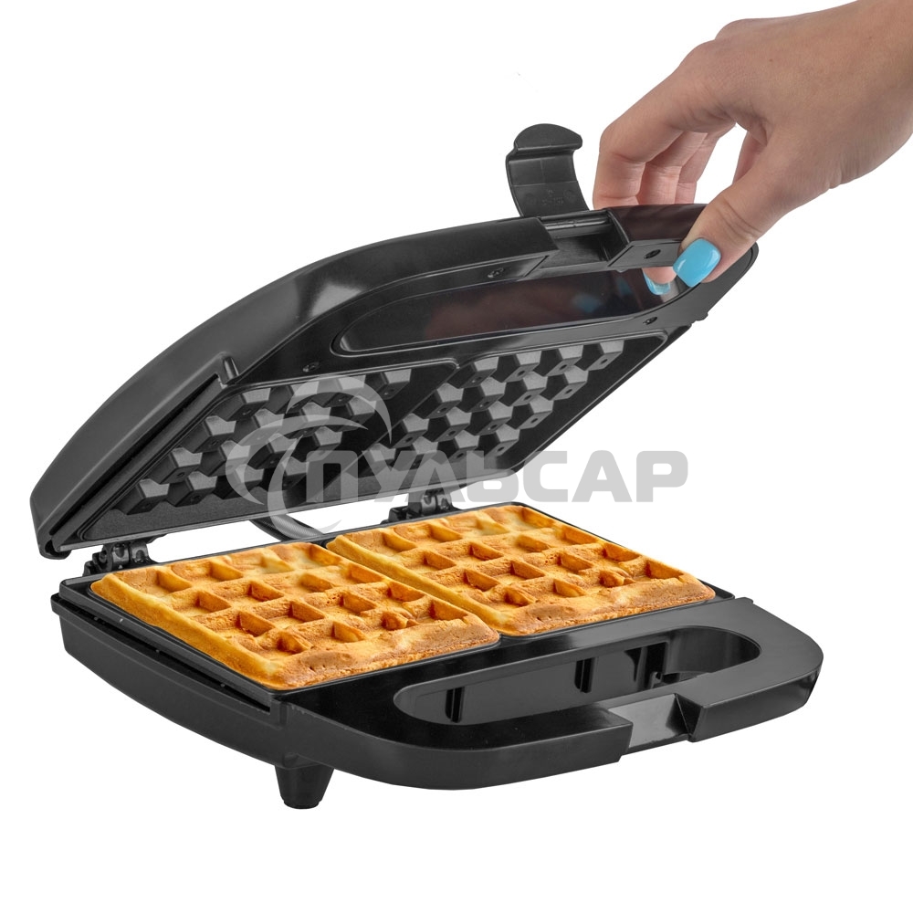 Вафельница Endever Skyline WM-22 черный, 850 Вт, на 2 вафли, автом. терморегулятор, размеры 22,6*22,4 см