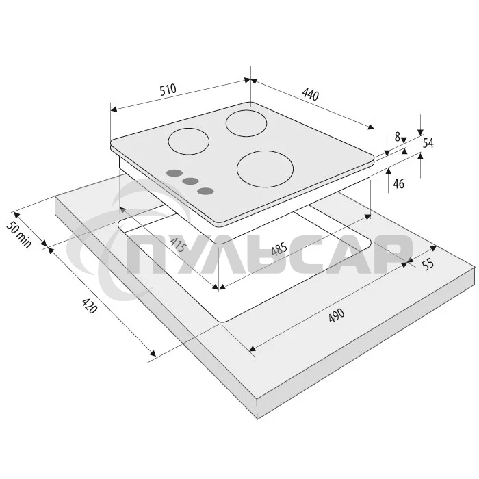 Газовая варочная панель Krona ALBERO 45 BL