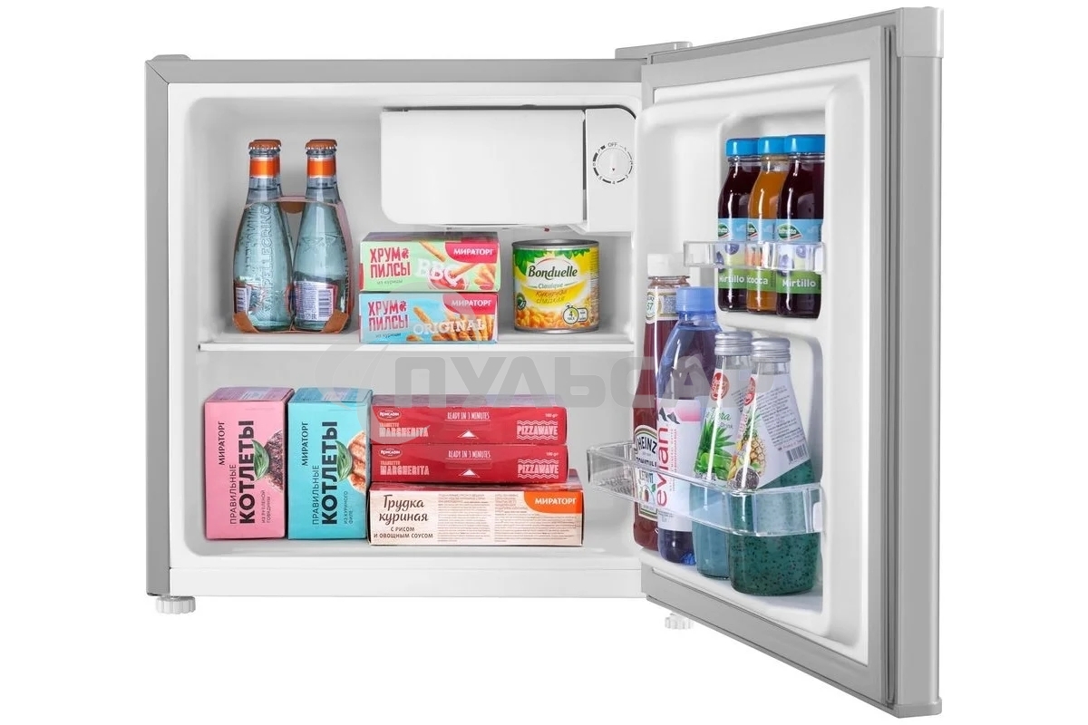 Холодильник Maunfeld MFF50SL серебристый матовый однокамерный 46л, De Frost