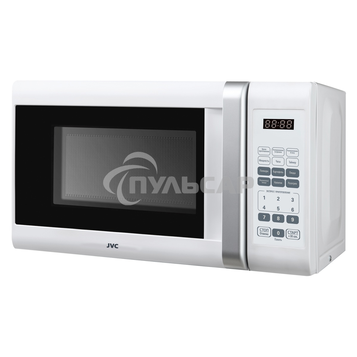 Микроволновая печь JVC JK-MW400S белый, 23 л, 800 Вт, переключатели - сенсор