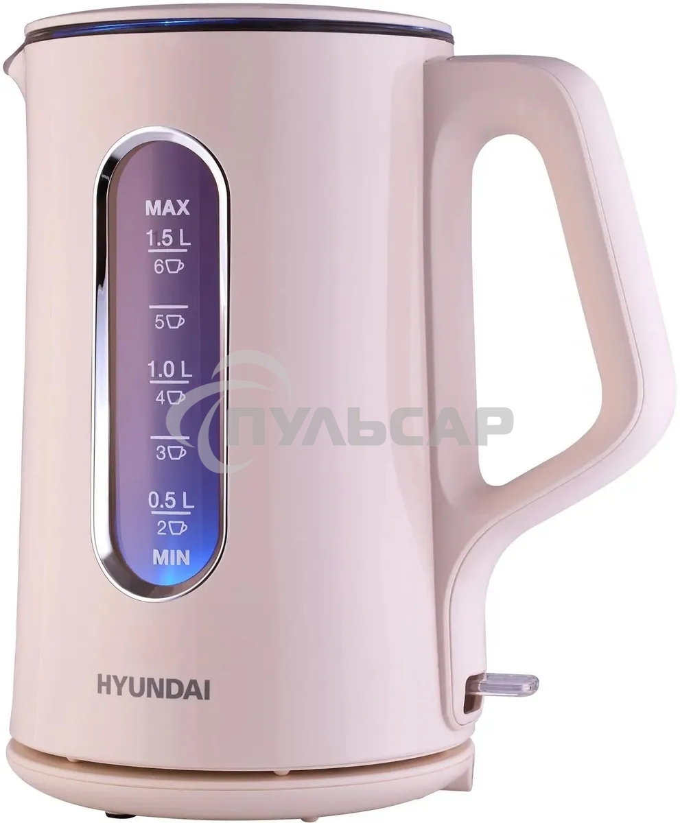 Чайник электрический Hyundai HYK-G8888 1.5л. 1700Вт кремовый/прозрачный корпус: стекло