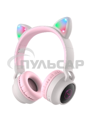 Гарнитура полноразмерная с кошачьими ушами беспроводная HOCO W27, серый