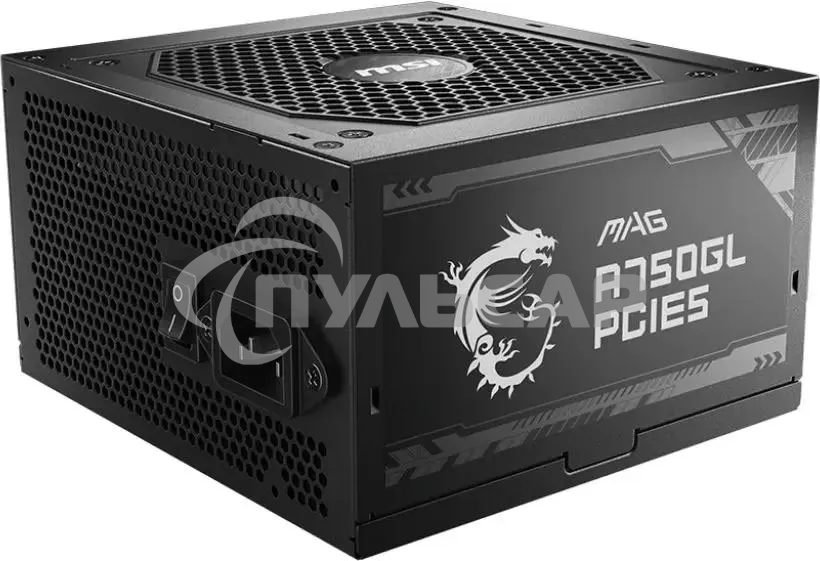 Блок питания MSI ATX 750W MAG A750GL PCIE5 Gen.5 80 PLUS gold (20+4pin) APFC 120мм fan 8xSATA Cab Manag RTL