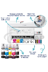 МФУ струйное Epson EcoTank L5296 (C11CJ65411) белый, A4, ч/б печ. 33стр/мин., цв. печ. 15стр/мин., 5760x1440 DPI, 2400х1200 DPI, USB, Ethernet, Wi-Fi