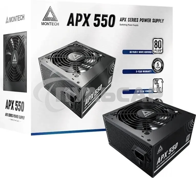 Блок питания Montech APX 550 (XWYA11-550), 550 Вт, 80 PLUS белый, 120 мм, немодульный, черный