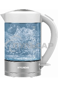 Чайник электрический Hyundai HYK-G9990 1.6л. 2000Вт белый/серебристый корпус: стекло