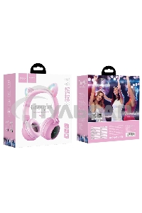 Гарнитура полноразмерная с кошачьими ушами беспроводная HOCO W27, серый