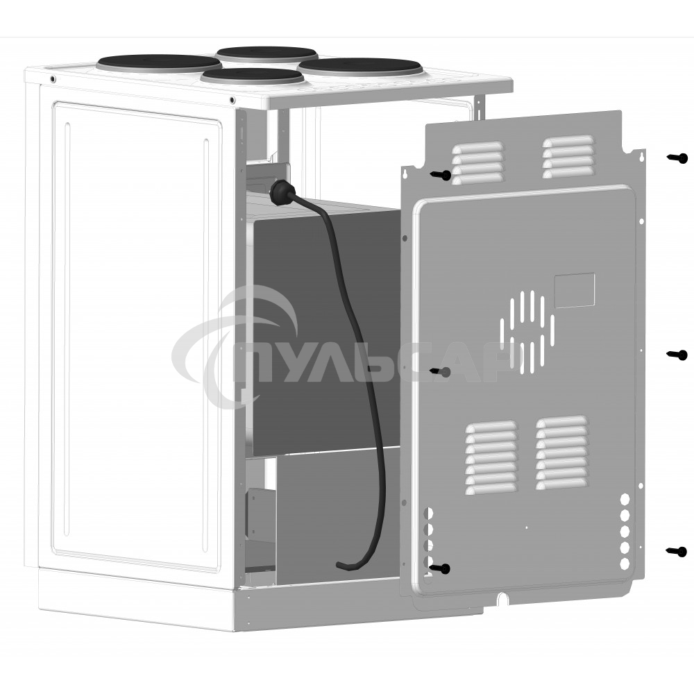 Плита электрическая Лысьва ЭП 301 МС белый, конфорок 3 шт, духовка 57 л, 50 см x 84 см x 60 см (без крышки)