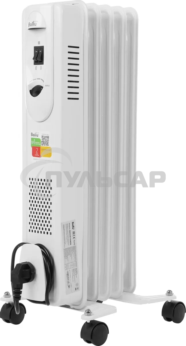Обогреватель масляный Ballu Comfort BOH/CM-05WDN 1000 (5 секций) белый, 1000 Вт, 15 м2, термостат