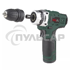 Профессиональный аккумуляторный шуруповерт KLPRO KLNM1020S (10,8В, LI-ion 2.0А·ч, 3 сменные насадки, 19 ступений, 30Нм)