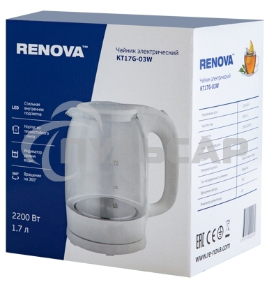 Чайник электрический Renova KT17G-03W