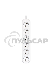Удлинитель Smartbuy, 6 гнезд 5 метров 10А/2,2кВт без заземления ПВС 2х1,0 (SBE-10-6-05-N)