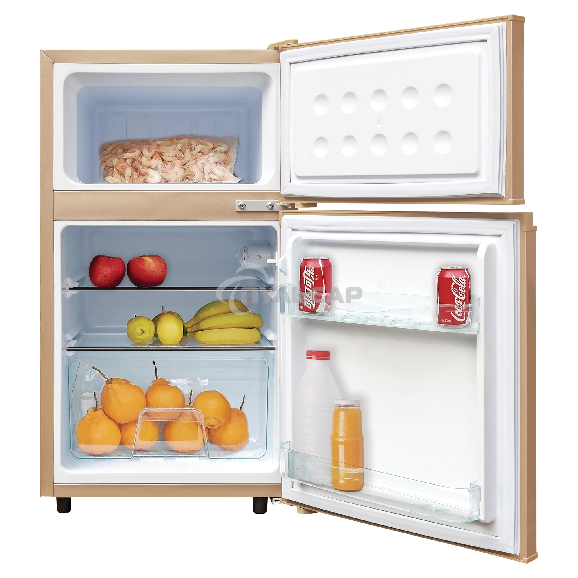 Холодильник BBK RF-099 бежевый двухкамерный 65/33л морозилка сверху, ручное