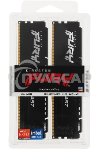 Оперативная память Kingston Fury Beast, DDR5, 32Gb (2x16Gb), 6400MHz, CL32, DIMM, с радиатором, черный