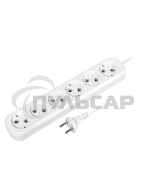 Удлинитель Smartbuy, 6 гнезд 5 метров 10А/2,2кВт без заземления ПВС 2х1,0 (SBE-10-6-05-N)