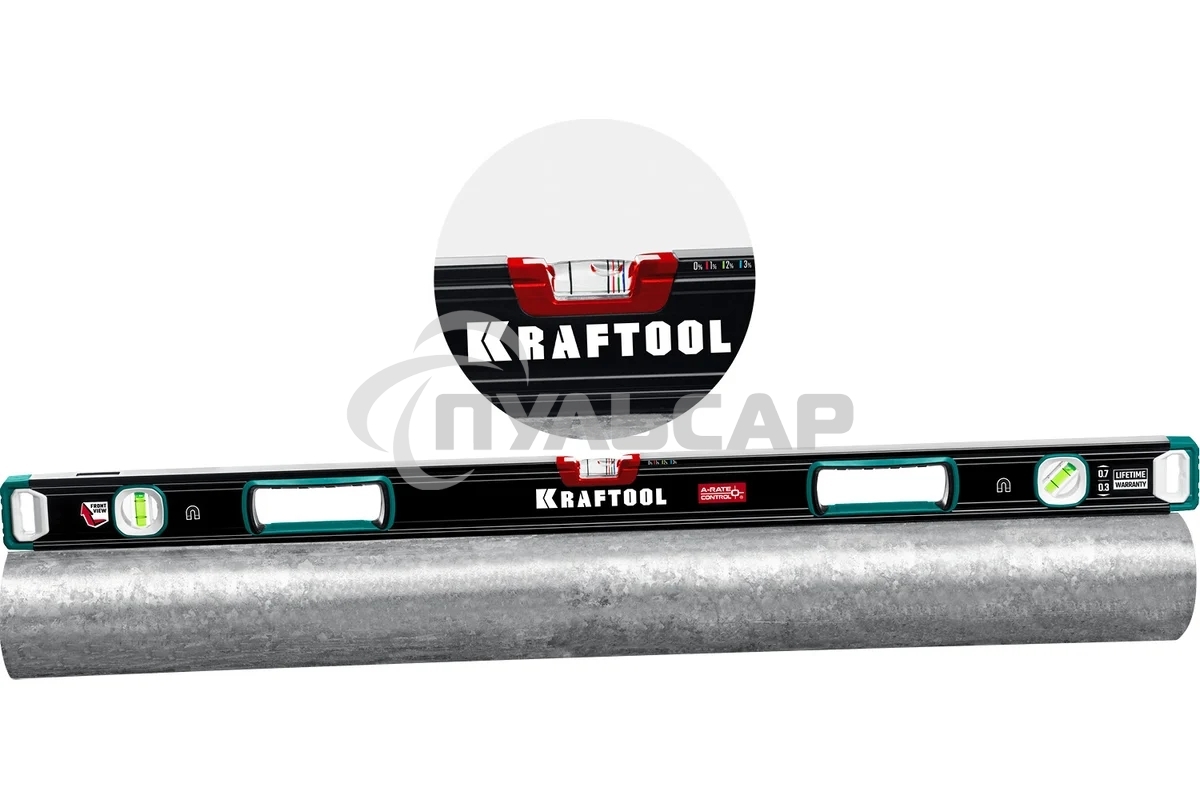 Уровень Kraftool A-RATE CONTROL 2000 мм, магнитный сверхпрочный уровень с зеркальным глазком