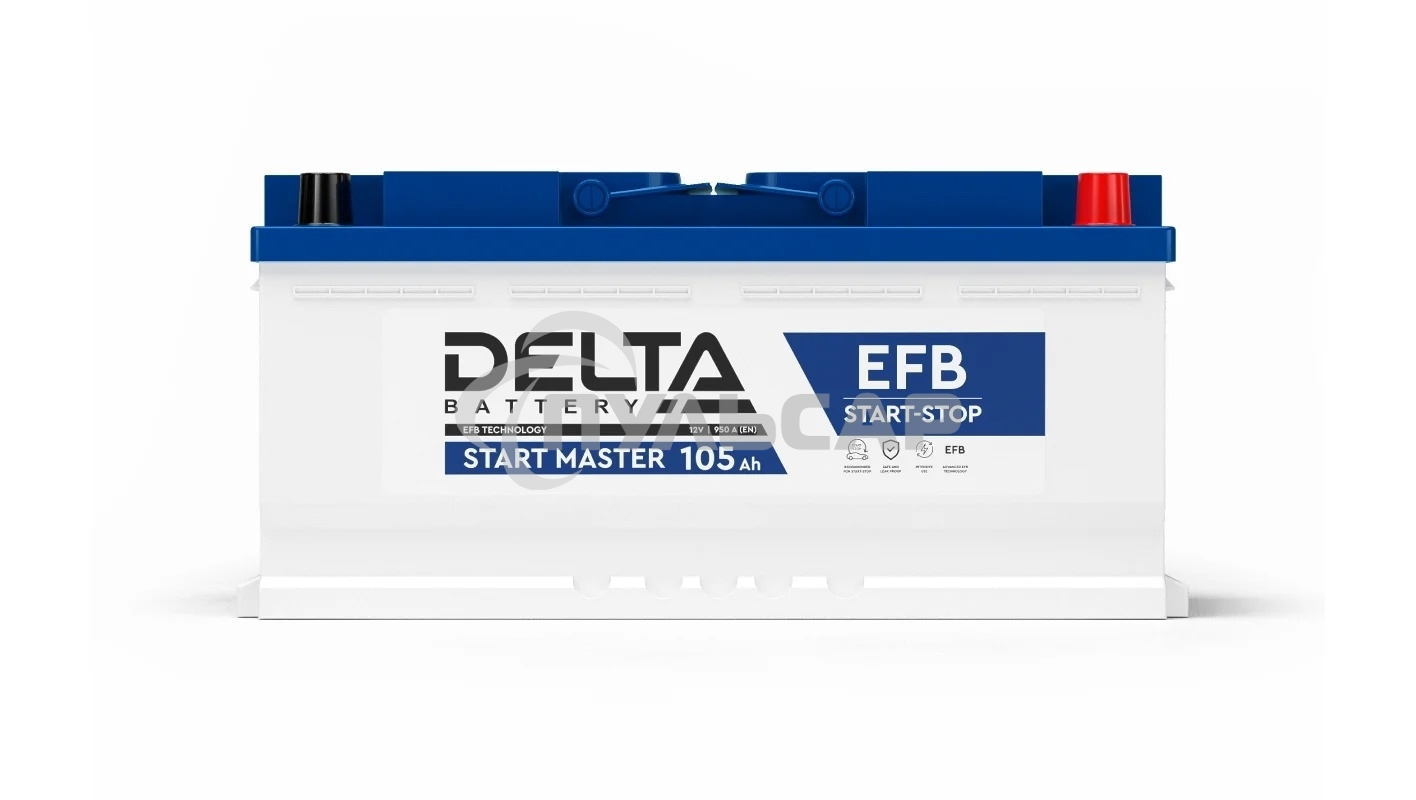 Аккумулятор Delta START MASTER EFB 12105 105Ah 12В, пусковой ток 950, ДхШхВ: 393x175x190мм, L6, Полярность: Обратная
