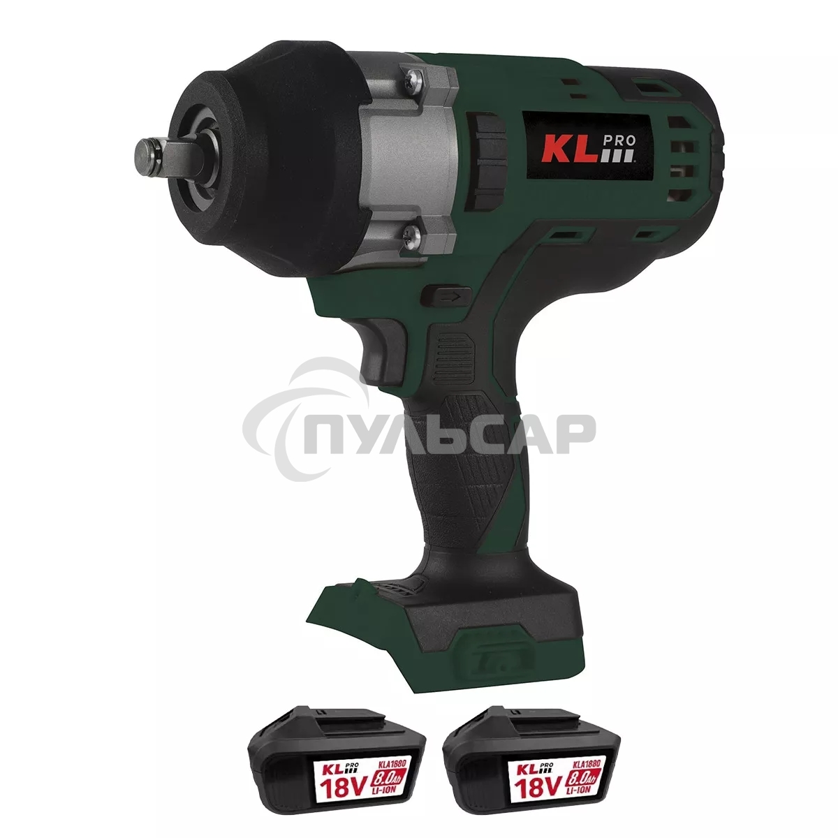 Профессиональный бесщеточный гайковерт аккумуляторный KLPRO KLSS18BHX-80 (18В, Li-ion-2шт, 8.0А·ч, 800Нм, 2 скорости, подсветка,З/У,в кейсе)