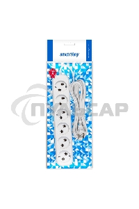 Удлинитель Smartbuy, 6 гнезд 5 метров 10А/2,2кВт без заземления ПВС 2х1,0 (SBE-10-6-05-N)