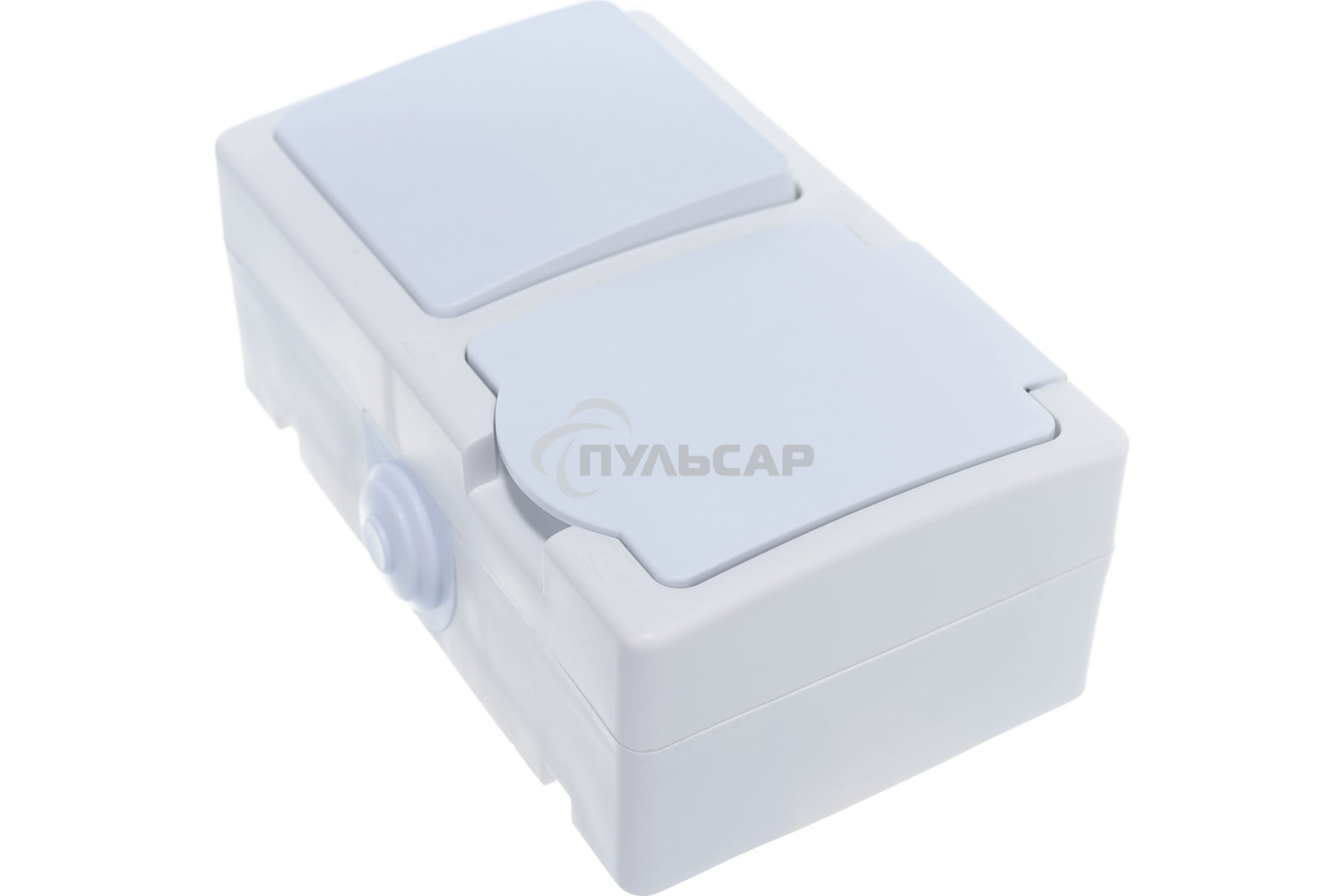 Блок ОП Аллегро 1-кл. вык. + роз. с заземл. защ. шторки с крыш. IP54 бел. UNIVersal 5562968