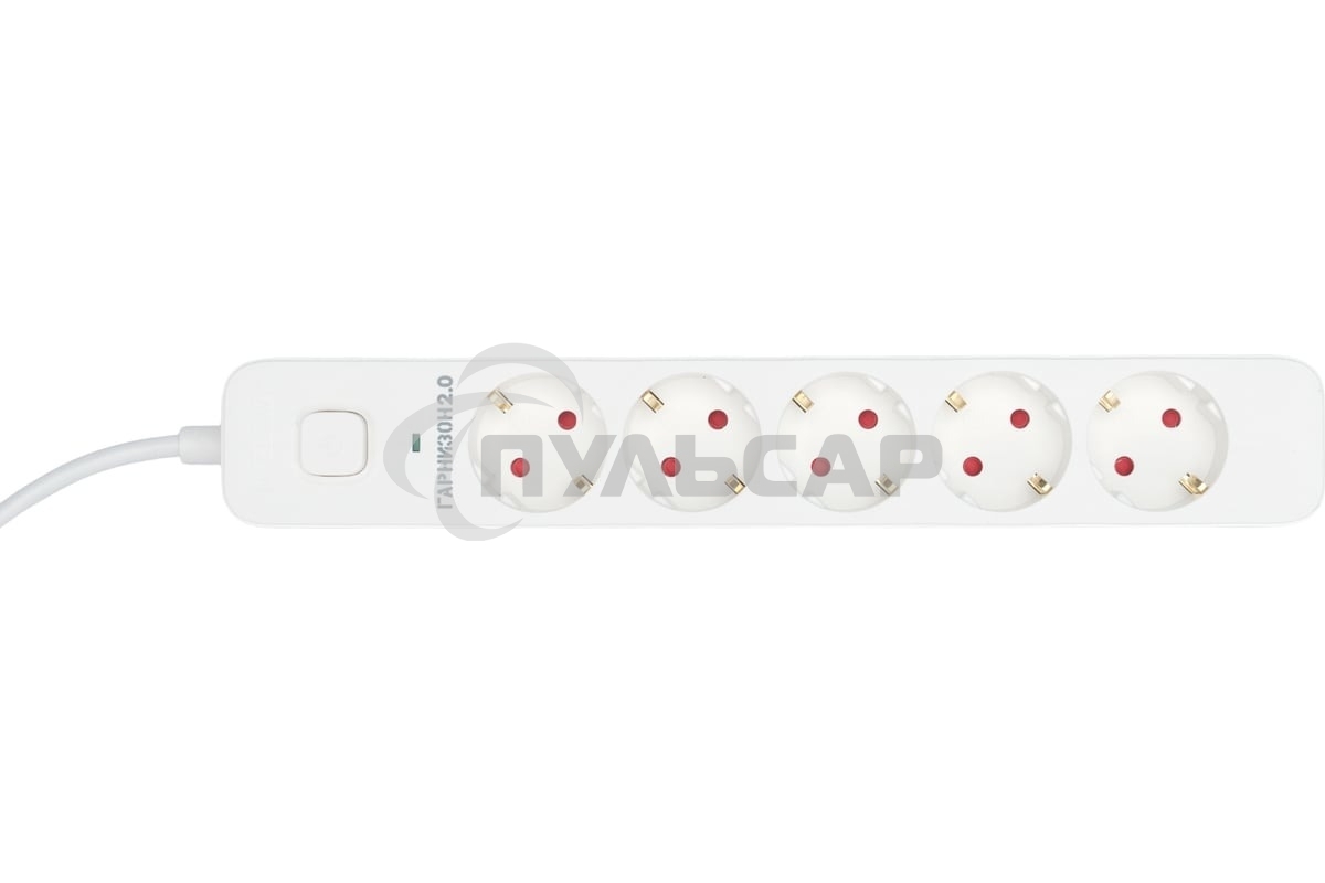 Сетевой фильтр Гарнизон EPS-5-W-2 5р, 2.0, 10А, 2м, ур.защиты 2+, белый, пакет (21442)