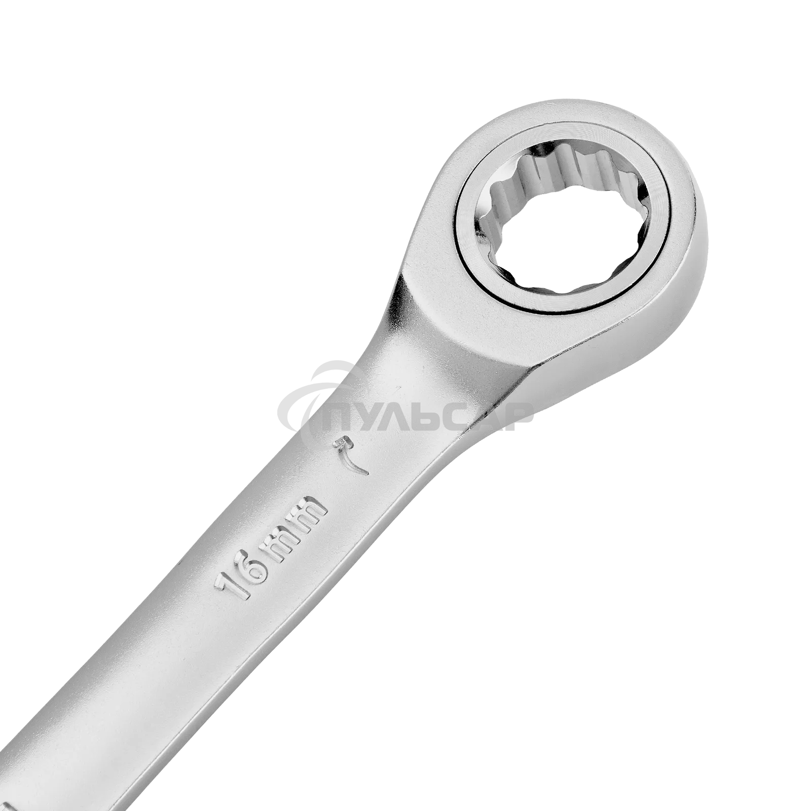 Ключ комбинированный трещоточный Denzel 14710 16 мм, CrV, матовый хром