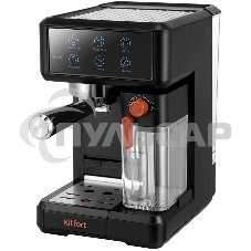 Кофеварка рожковая Kitfort КТ-7554 черный, исп. кофе - молотый, 1 л, 1350 Вт, 20 бар