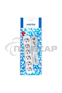 Удлинитель Smartbuy, 6 гнезд 5 метров 16А/3,5кВт с заземлением ПВС 3х1,0 (SBE-16-6-05-Z)