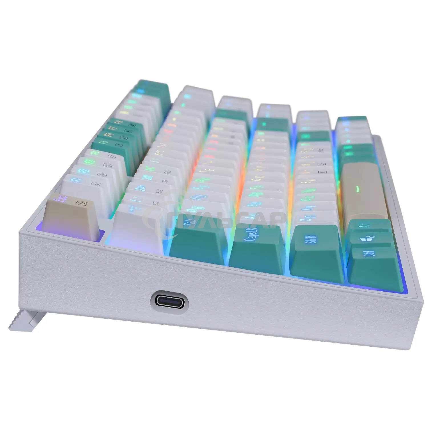 Клавиатура беспроводная Defender REDRAGON VEIGAR USB, Bluetooth/Радиоканал, бело-голубая