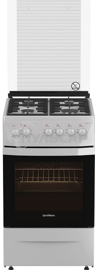 Плита комбинированная Darina 1D1 КМ 241 311 W белый/черный, конфорок 4 шт, духовка 50 л, 50 см x 85 см x 60 см