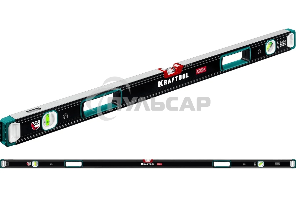 Уровень Kraftool A-RATE CONTROL 2000 мм, магнитный сверхпрочный уровень с зеркальным глазком