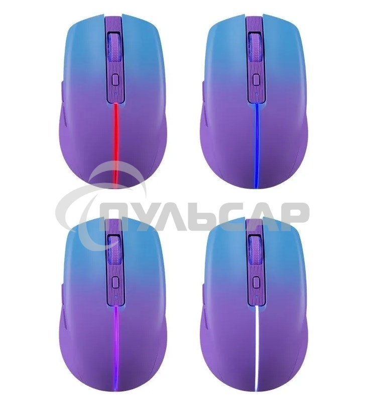 Мышь беспроводная Defender Mystery MM-301 фиолетовый, 1600 dpi, радиоканал, Bluetooth, USB, кнопки - 6