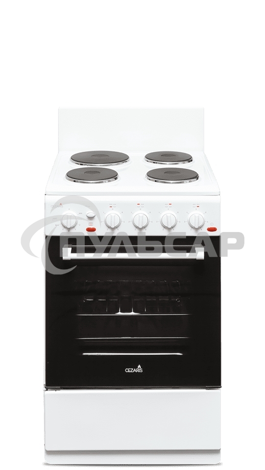Плита электрическая Cezaris ПЭ Н Д 1200-02 белый, конфорок 4 шт, духовка 43 л, 50 см x 85 см x 50 см