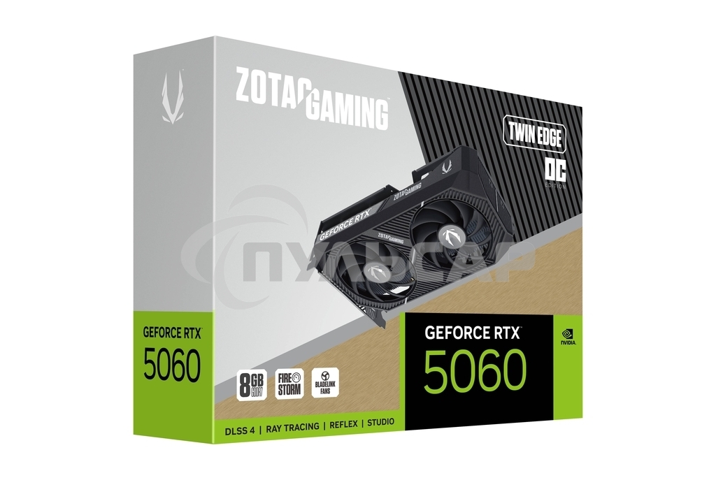 Видеокарта Zotac RTX 5060 TWIN EDGE OC 8Gb GDDR7 128bit 3xDP HDMI 2FAN MEDIUM PACK