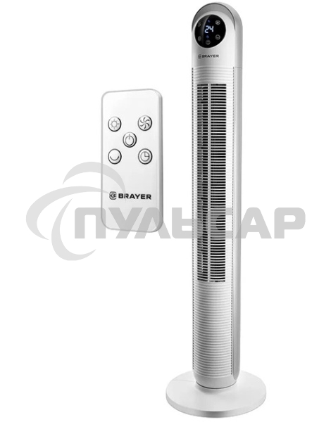 Вентилятор BRAYER BR4956, эл.упр.,пульт ДУ,вращение,мощ-ть 60Вт, LED дисплей,3 скор.Таймер