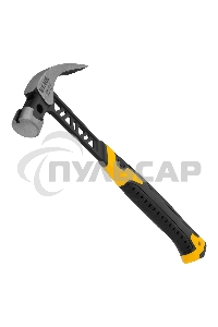 Молоток-гвоздодер Denzel 450 г, цельнокованый, боек с магнитом, двухкомп. обрезин. рук-ка