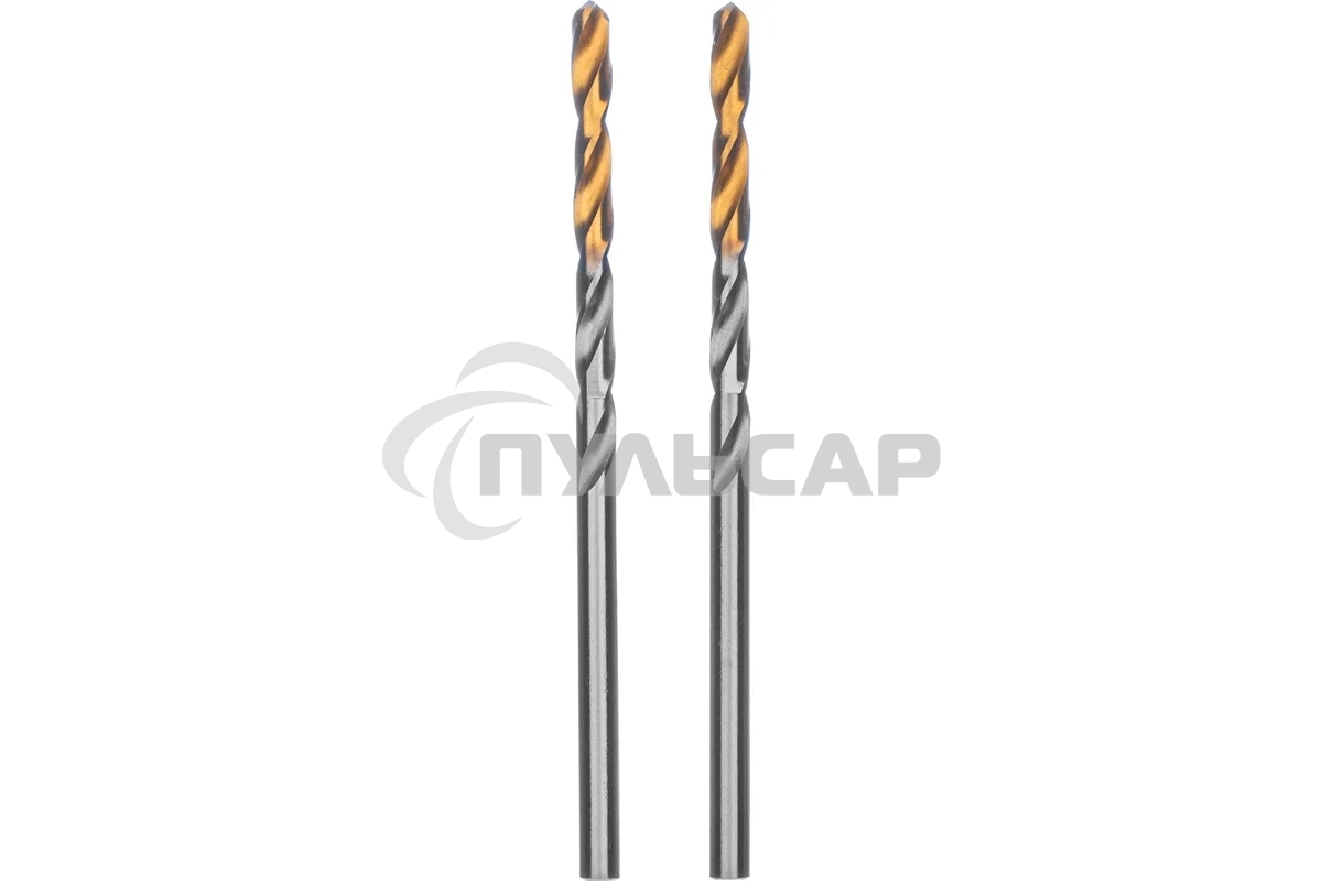 Сверло спиральное по металлу Denzel 3,2 x 65мм, Р6М5, Golden Tip, 2 шт.