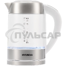 Чайник электрический Hyundai HYK-S5807 1.7л. 2200Вт белый/серебристый (корпус: стекло)