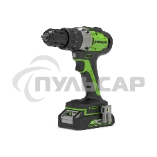 Дрель-шуруповерт GREENWORKS GD24DD60K2, Аккумуляторная, 18В, Ударная, Кейс