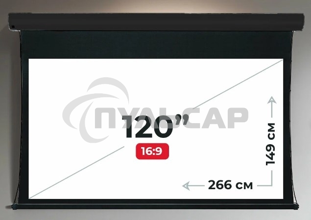 Экран для проектора S'OK Apollo SGPSMT-266x149A-BK бокового натяжения, звукопрозрачный, черный