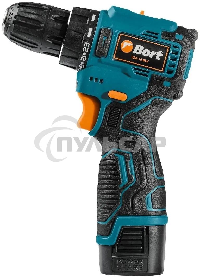Дрель-шуруповерт Bort BAB-16-BLK, Аккумуляторная, 16,8В, 2 АКБ