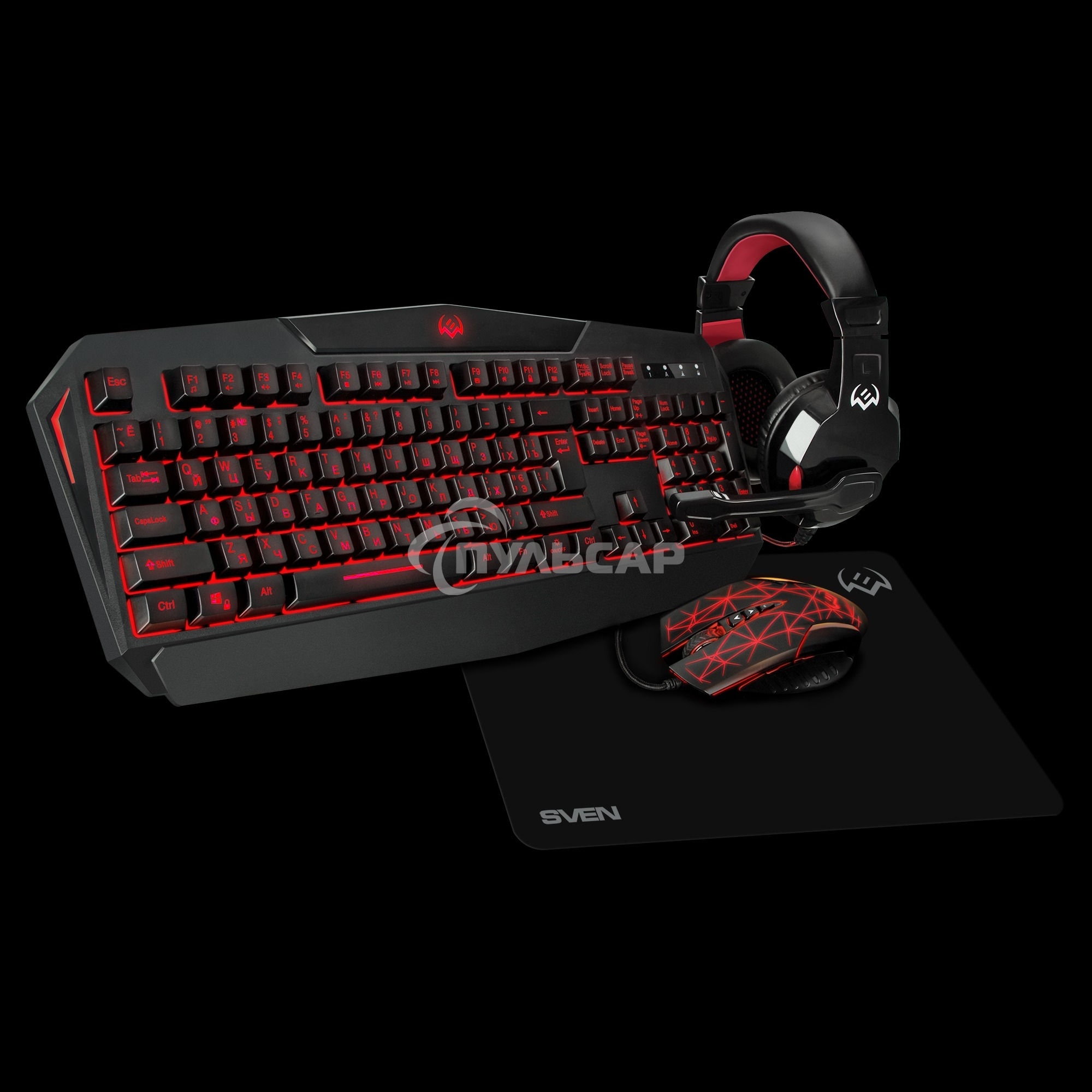 Игровой комплект SVEN GS-4300 клавиатура+мышь+гарнитура+коврик