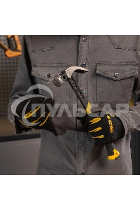 Молоток-гвоздодер Denzel 450 г, цельнокованый, боек с магнитом, двухкомп. обрезин. рук-ка