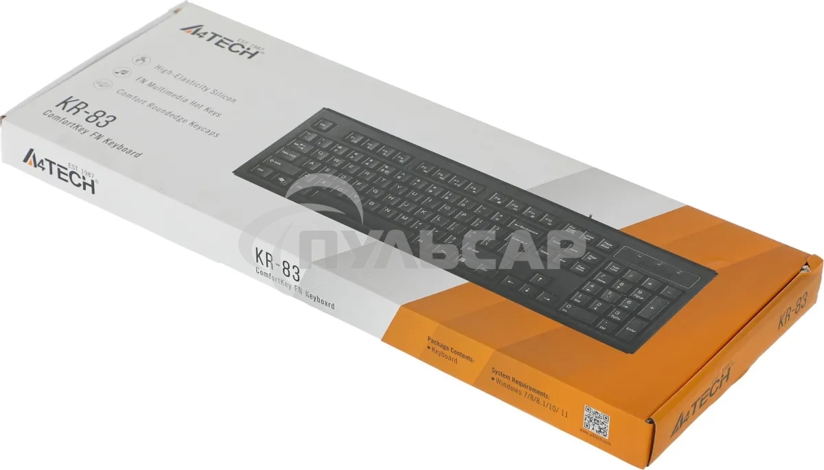 Клавиатура проводная A4Tech KR-83, USB, черный