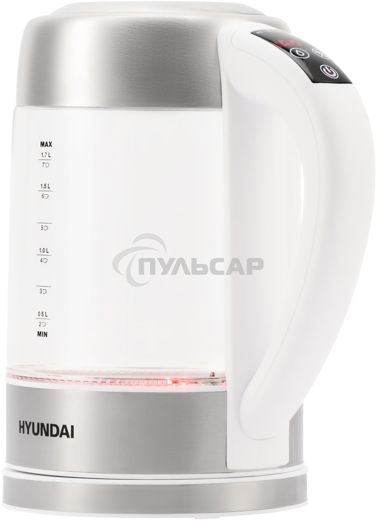 Чайник электрический Hyundai HYK-S5807 1.7л. 2200Вт белый/серебристый (корпус: стекло)