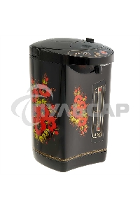 Термопот ВАСИЛИСА ВА-5007 Жостово Объем 4,5 л. Мощность в режиме кипячения 900 Вт. Мощность в режиме поддержания температуры воды 30 Вт. Внутренняя емкость из нержавеющей стали. Вращение корпуса на основании на 360°. Шкала уровня воды. Световые индикаторы